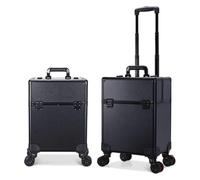 Trolley Make Up,Valigia Porta Trucchi, Carrello for trucchi da viaggio, scatola for trucchi, valigia for estetista, custodia for cosmetici con rotelle(Black,34X24X48cm)