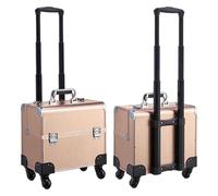 Trolley Make Up,Valigia Porta Trucchi, Custodia for trucco professionale for ricamo su unghie, custodia for cosmetici con rotelle, organizer for bellezza(Metallic-a)