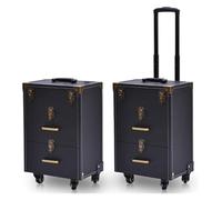 Trolley Make Up,Valigia Porta Trucchi, Trolley for cosmetici for manicure di bellezza, trolley for ricamo for nail art, cassetta degli attrezzi for barbiere con rulli in alluminio(Black-a,36x23x57cm)