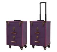 Trolley Make Up,Valigia Porta Trucchi, Trolley for cosmetici for manicure di bellezza, trolley for ricamo for nail art, cassetta degli attrezzi for barbiere con rulli in alluminio(Purple-a,38x25x63cm)