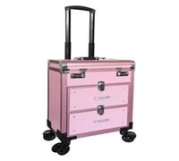 Trolley Make Up,Valigia Porta Trucchi, Valigetta for trucchi con rotelle, con cassetti, trolley da viaggio, custodia for unghie di bellezza, maniglia retrattile, ruote universali a 360°(Pink)