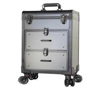 Trolley Make Up,Valigia Porta Trucchi, Valigetta for trucchi con rotelle, con cassetti, trolley da viaggio, custodia for unghie di bellezza, maniglia retrattile, ruote universali a 360°(Grey)