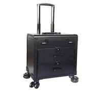 Trolley Make Up,Valigia Porta Trucchi, Valigetta for trucchi con rotelle, con cassetti, trolley da viaggio, custodia for unghie di bellezza, maniglia retrattile, ruote universali a 360°(Black)