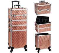 Trolley Makeup 4in1 Valigetta Oro Trucco Estetista Beauty Case Ruote Staccabili
