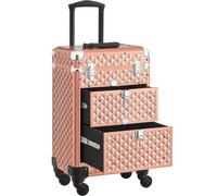 Trolley Makeup in Alluminio Valigetta Trucco Estetista Beauty Case Oro