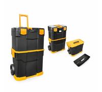 Trolley per Attrezzi 3 in 1 Valigetta Cassetta Portautensili a 3 Parti in PP Modulabile con Ruote e Maniglia Soluzione Portatile per Attrezzi da Officina e Garage, 46 x 28 x 66,5cm Carico Max 70Kg