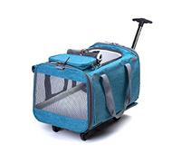 Trolley per cani e gatti, 3 in 1 con ruote rimovibili, manico telescopico e finestre in rete, grande borsa portatile per passeggino, apertura superiore per animali domestici fino a 15 kg (azzurro)