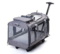 Trolley per cani e gatti, 3 in 1 con ruote rimovibili manico telescopico e finestre in rete portatile per passeggino, apertura superiore per animali domestici fino a 15 kg (azzurro)