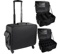 Trolley per cosmetici a più livelli, organizer impermeabile per trucchi con barra retrattile da 47 cm, borsa da viaggio per treno e porta pennelli per grande capacità, organizer definitivo