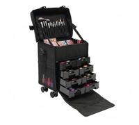 Trolley per Cosmetici Nero Moderno, Organizzatore Beauty Portatile Con 8 Cassetti e Rotelle Mobili Grande Valigetta per Trucchi Make-up e Skincare