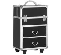 Trolley per Estetista Make Up Trucchi 36x23x58 cm in Alluminio e Acciaio Nero