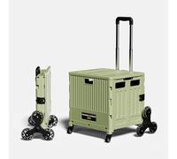Trolley per la Spesa, Carro de la Compra Plegable, Carrello per la Spesa con Tre Ruote Girevoli Saliscale, Manico Telescopico, Grande capacità, Carrellino Trolley Portaspesa, Cesto-Green