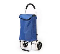 Trolley per la spesa pieghevole, in alluminio, 43,5 litri, impermeabile, pieghevole, con 2 ruote, cestino per la spesa con ruote, grande - blu