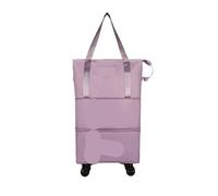 Trolley pieghevole con ruote Borse a rotelle for bagagli Oxford Borsone espandibile separazione asciutto-bagnato di grande capacità Per Sport Fitness(Purple)