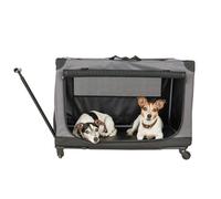 Trolley pieghevole per cani Aberdeen Knuffelwuff: trasportino con ruote, manico e telaio rimovibile M 49 x 72 x 56 cm