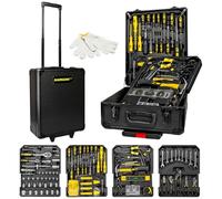 Trolley Porta Attrezzi con 699 Pezzi - Cassetta Attrezzi Completa in Acciaio Cromo-Vanadio (CR-V) - Valigia con Ruote, Manico Telescopico e 4 Vassoi Organizzati - Kit Utensili per Casa e Officina