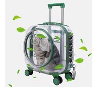 Trolley portatile per animali domestici da esterno per cani gatti, box esterno trasparente per animali domestici, per escursioni all'aperto, passeggiate (Green)