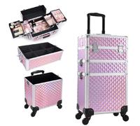 Trolley Professionale 3in1 Makeup Estetista Beauty Case Ruote Staccabili 4 vani