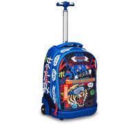 Trolley Run Scuola Mitama Tiger Wild,Doppio Scomparto, Blu , Scuola Elementare