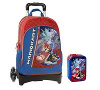 Trolley Scuola Compatibile Con Super Mario Kart con zaino organizzato staccabile + astuccio 3 piani completo + Omaggio portachiave + penna colorata