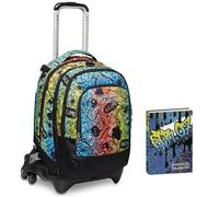 Trolley Scuola Seven JACK 3 RUOTE DETACH, FLUO STAMP, Multicolore, 3 in 1, CrossOver System, Maxi ruote, Scuola e Viaggio + Seven Diario Scuola 12 Mesi, Blu, Ragazzo