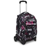 Seven Trolley Scuola Sganciabile New Tech, STREETPAINT GIRL, 3 in 1 Spallacci per uso zaino, Nero, Bambine e Ragazze