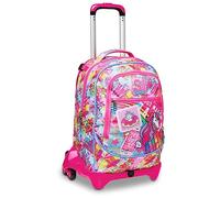 Trolley Scuola SJ GANG JACK 3 Ruote - UNISELFIE, Rosa - Trolley Scomponibile - 3 Usi in 1 con Crossover System - Uso Zaino con Spallacci a Scomparsa - Zaino Bambina Scuola Elementare