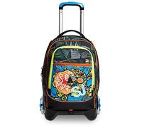 Trolley Scuola SJ Jack 3 Ruote - Sea Pirate Boy Bambino - Nero, Azzurro - Zaino Sganciabile - Doppio Uso