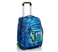 Trolley Seven, Crew, Blu, 2 in 1 Zaino con Cross-Over System, Scuola & Viaggio
