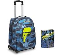 Trolley Seven, Wet color boy, Blu, 2 in 1, Cross-Over System, Scuola & Viaggio + Seven Diario Scuola Standard 12 Mesi, Blu, Ragazzo