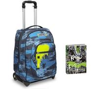 Trolley Seven, Wet color boy, Blu, 2 in 1, Cross-Over System, Scuola & Viaggio + Seven Diario Scuola Standard 12 Mesi, Nero, Ragazzo