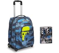 Trolley Seven, Wet color boy, Blu, 2 in 1, Cross-Over System, Scuola & Viaggio + Seven Diario Scuola Standard 12 Mesi, Blu, Ragazzo