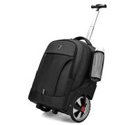 Trolley Tracolle a Scomparsa - Zaino bagaglio a mano/cabina da viaggio leggero - 48 x 35 x 20 cm,Nero,40 litri - con 12cm ruote