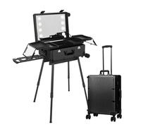 Trolley Valigetta Cosmetica, 22 Pollici Valigetta Cosmetica Professionale con 8 Luci a LED, Professionale Grande Valigetta per Trucchi, Stazione di Trucco Illuminata con Ruote