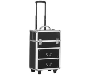 Trolley Valigetta Porta Trucchi Professionale, Blocco Con 2 Chiavi E Ruote, Nero 36x23x52cm