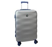 Trolley Valigia Guscio Rigido In ABS 8 Ruote grande BLUE SLVER leggero solo 4kg Doppio Scompartimento Interno foderato Chiusura di Sicurezza con combinazione Manico teloscopico