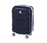 Trolley Valigia Guscio Rigido In ABS 8 Ruote grande nero silver leggero solo 4kg Doppio Scompartimento Interno foderato Chiusura di Sicurezza con combinazione Manico teloscopico