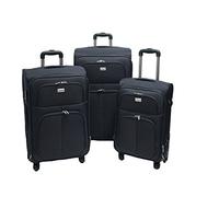 Trolley valigia set valigie semirigide set bagagli in tessuto super leggeri 4 ruote piroettanti trolley piccolo adatto per cabina con compagnie lowcost art.214 (Nero)