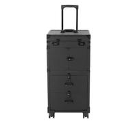 Trolley Vintage Barbiere Cassetta degli attrezzi Tutto Nero Modello Valigia 3 in 1 Valigetta Cosmetici Viaggio Trucco Trucco Valigia Con Ruote 360 ° e Cassetti Utensili da Barbiere, Nero , moderno