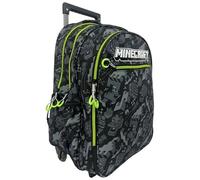 Trolley Zaino Scuola compatibile con Minecraft Camo Grigio Linee Fluo per bambini primaria media + 7 penne cancellabili