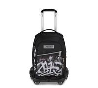 Seven Trolley Scuola Jack 8 Ruote PLUMPY LINE BOY, Nero, 34 L, Scomponibile, 3 in 1, Tasche multifunzione, Cross-over System, Barra telescopica regolabile, Scuola elementare e media, Bambini e ragazzi