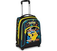 Trolley Zaino Seven compatibile con Pokemon nero per la scuola elementare Bambini + set scrittura