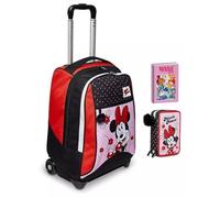 Trolley Zaino Seven Minnie per la scuola elementare Bambine + Astuccio 3 piani + Agenda 2025/2026 + set scrittura