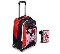 Trolley Zaino Seven Minnie per la scuola elementare Bambine + Astuccio 3 piani + set scrittura