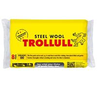 TROLLULL Lana d'acciaio | Filo di lana fine 00 può essere utilizzato per carteggiare legno, pulire tende in plastica e mobili da giardino e lucidare alluminio, 8 cuscinetti da 200 g