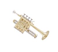 Tromba acuta a quattro tasti in Sib Si piatto in ottone dorato, strumento meravigliosamente resistente con custodia per cinturino per guanti