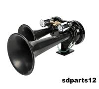 Tromba ad Aria Doppia Nera 12V 24V 170dB Pneumatica per Treni Camion Barche