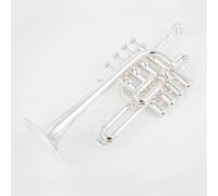 Tromba Alta Professionale Sib Tromba Piccola Tromba In Ottone Con Superficie Laccata In Oro E Argento Pistone In Monel(Silver)