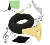 Tromba con supporto, in miniatura in ottone per decorazione musicale, tromba francese compatta con supporto incluso, per pratiche musicali, eventi, viaggi, interpretazione, principianti