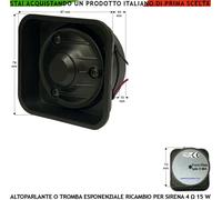 TROMBA CONO MAGNETODINAMICO 4 Ω 15 W ESPONENZIALE RICAMBIO PER SIRENE ANTIFURTO